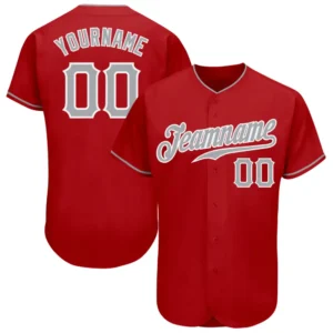 Custom Red Baseball Jersey with Gray-White