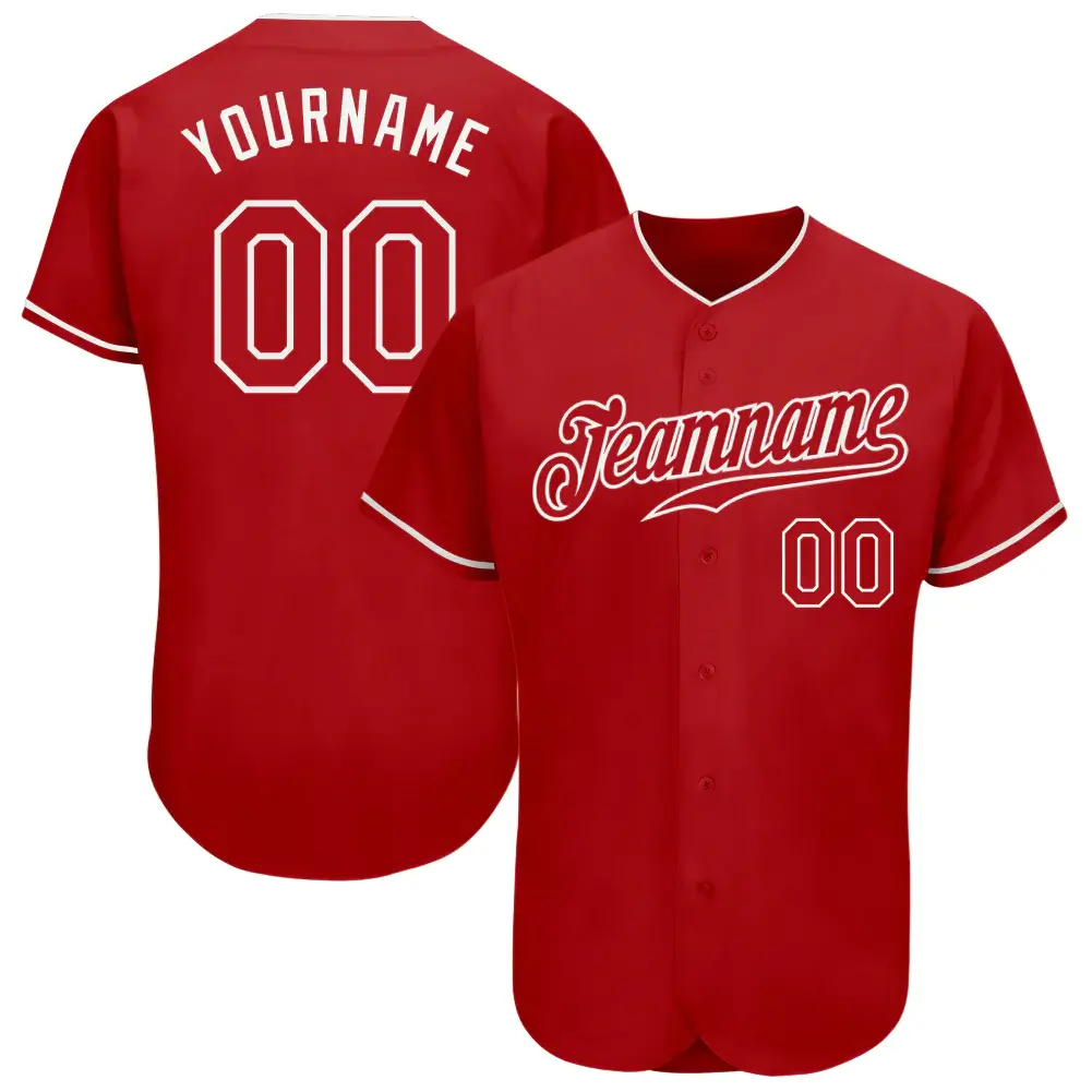 Custom Red Baseball Jersey with Red-White