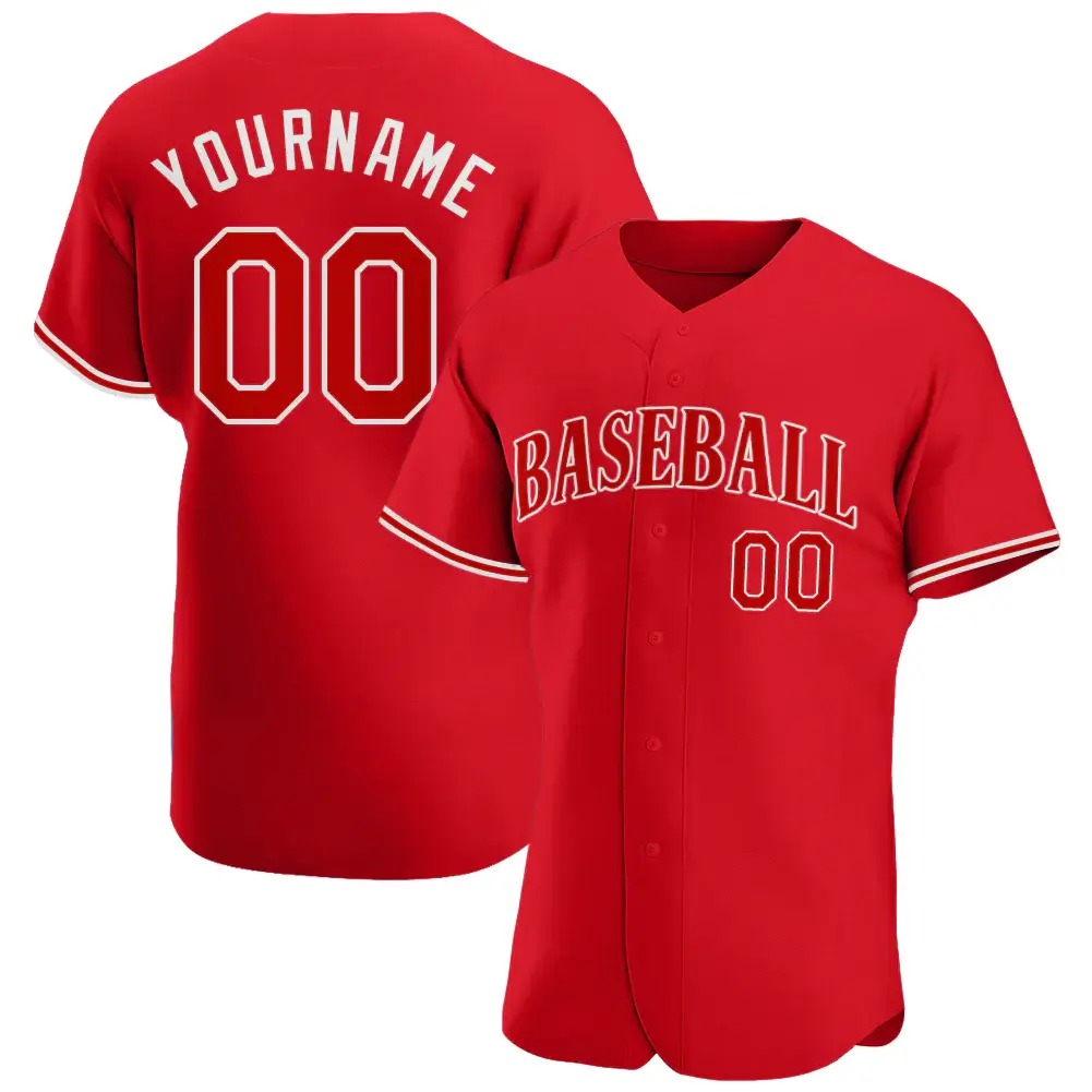 Custom Red Baseball Jersey with Red-White