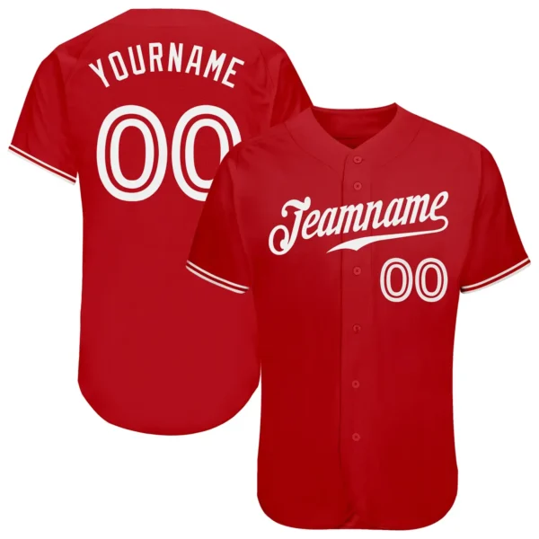 Custom Red Baseball Jersey with White