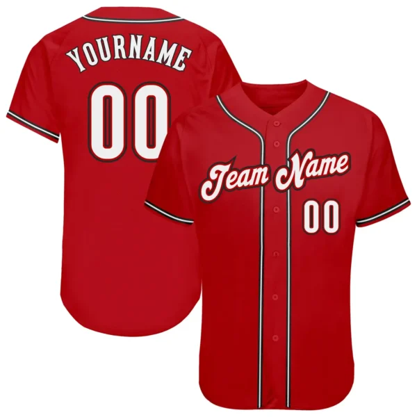Custom Red Baseball Jersey with White-Black