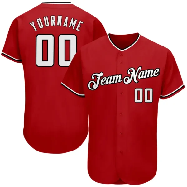Custom Red Baseball Jersey with White-Black