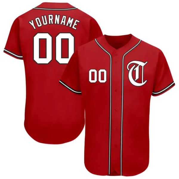 Custom Red Baseball Jersey with White-Black