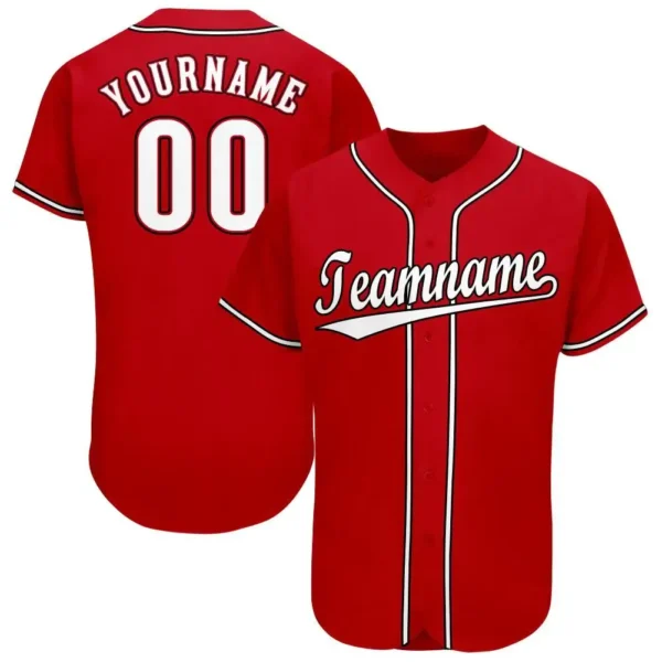 Custom Red Baseball Jersey with White-Black