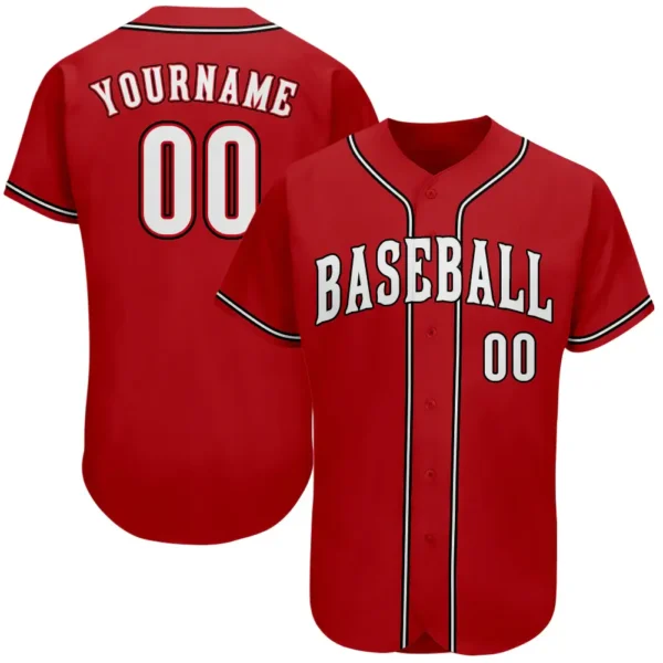 Custom Red Baseball Jersey with White-Black