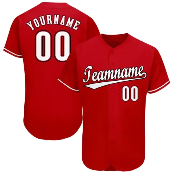 Custom Red Baseball Jersey with White-Black