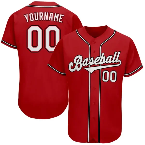 Custom Red Baseball Jersey with White-Black