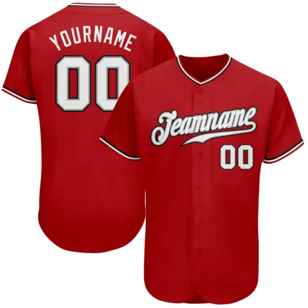 Custom Red Baseball Jersey with White-Black