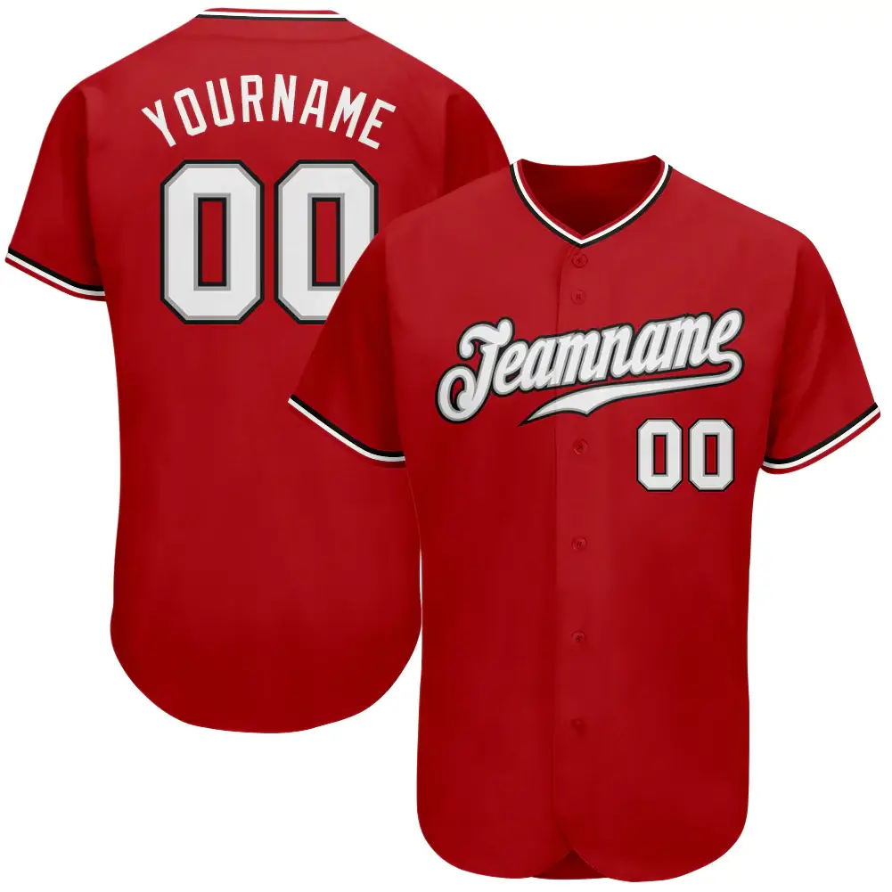 Custom Red Baseball Jersey with White-Black