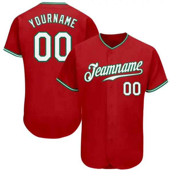 Custom Red Baseball Jersey with White-Kelly Green