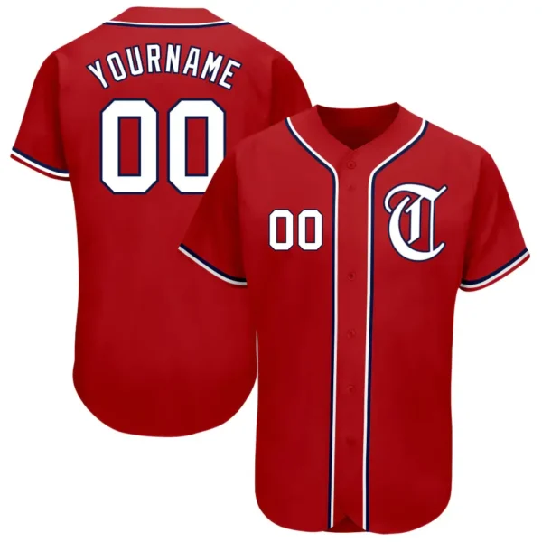 Custom Red Baseball Jersey with White-Navy