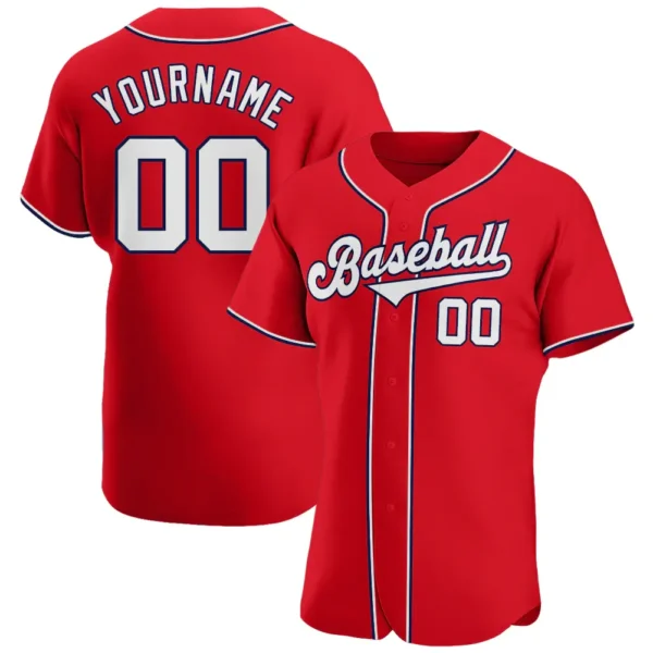 Custom Red Baseball Jersey with White-Navy