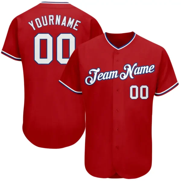 Custom Red Baseball Jersey with White-Royal