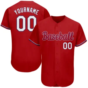 Custom Red Baseball Jersey with White-Royal