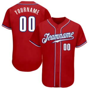 Custom Red Baseball Jersey with White-Royal