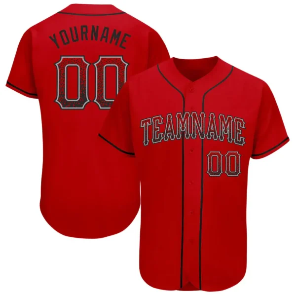 Custom Red Drift Fashion Baseball Jersey with Black-Gray