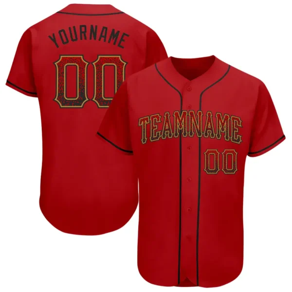 Custom Red Drift Fashion Baseball Jersey with Black-Old Gold