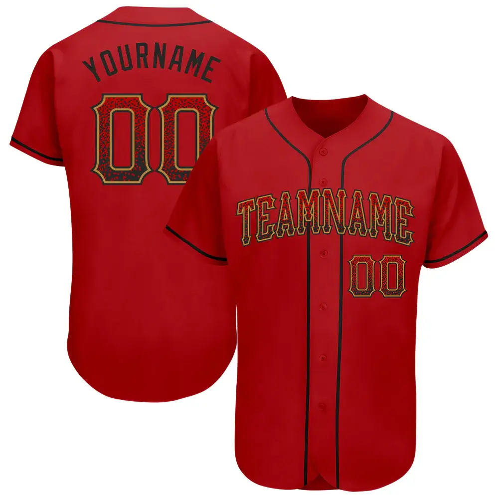 Custom Red Drift Fashion Baseball Jersey with Black-Old Gold