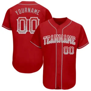 Custom Red Drift Fashion Baseball Jersey with Gray-White