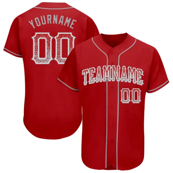 Custom Red Drift Fashion Baseball Jersey with Gray-White