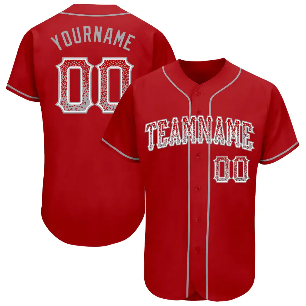 Custom Red Drift Fashion Baseball Jersey with Gray-White