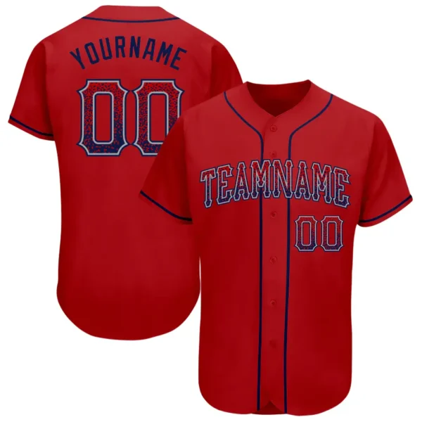 Custom Red Drift Fashion Baseball Jersey with Navy-Gray
