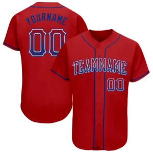 Custom Red Drift Fashion Baseball Jersey with Royal-White