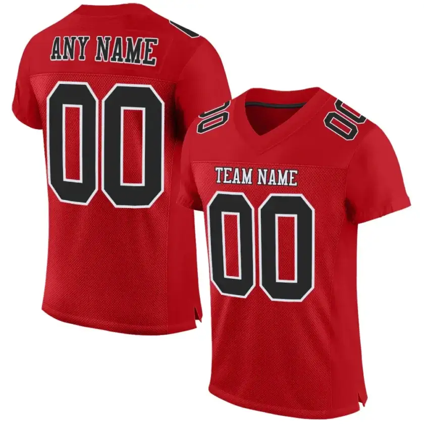 Custom Red Mesh Football Jersey with Black