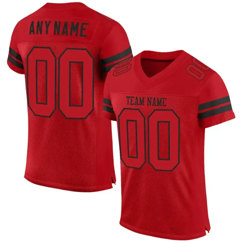 Custom Red Mesh Football Jersey with Black