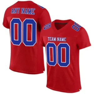 Custom Red Mesh Football Jersey with Royal