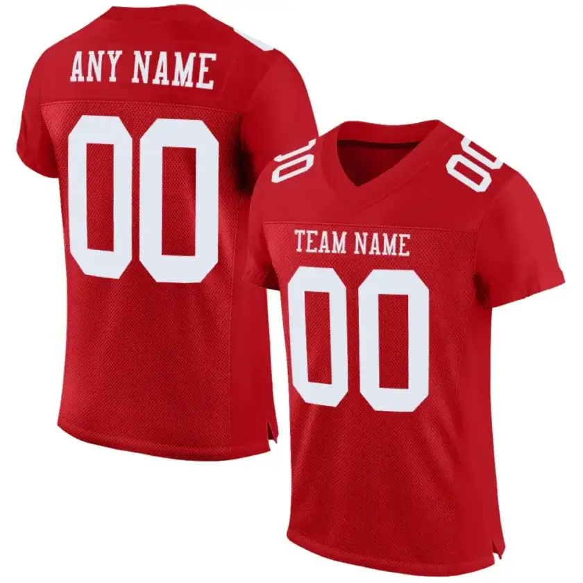 Custom Red Mesh Football Jersey with White