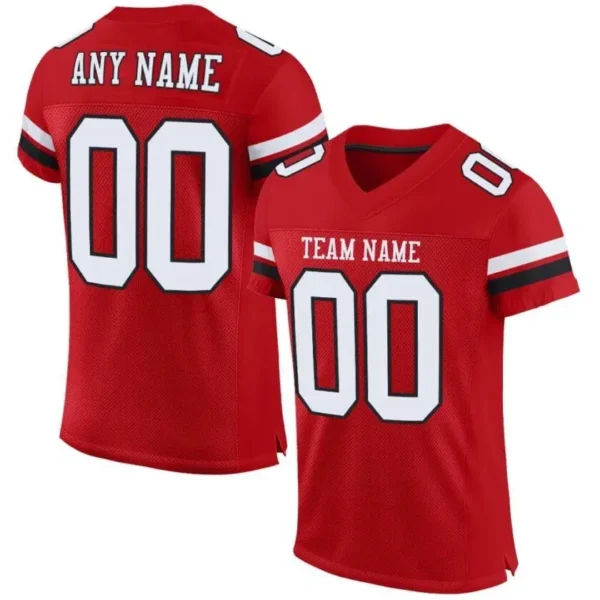 Custom Red Mesh Football Jersey with White-Black