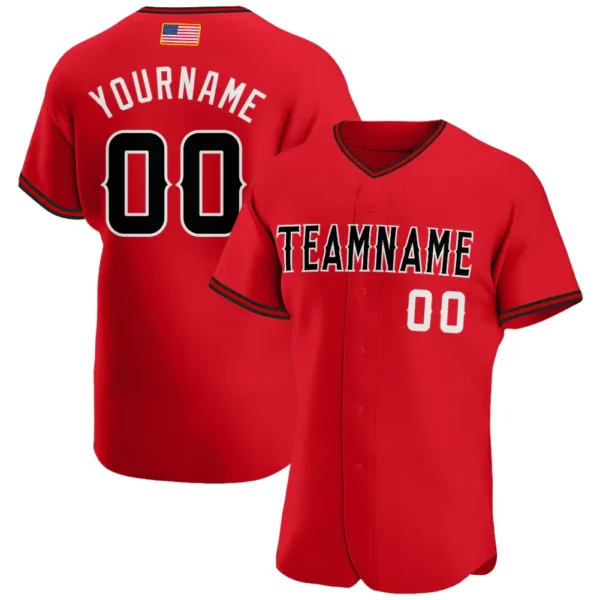 Custom Red USA Flag Fashion Baseball Jersey with Black-White