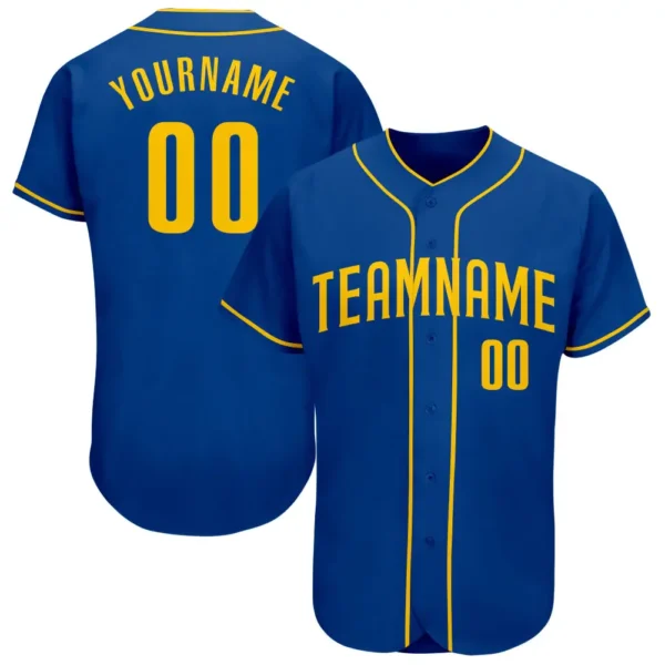 Custom Royal Baseball Jersey with Gold