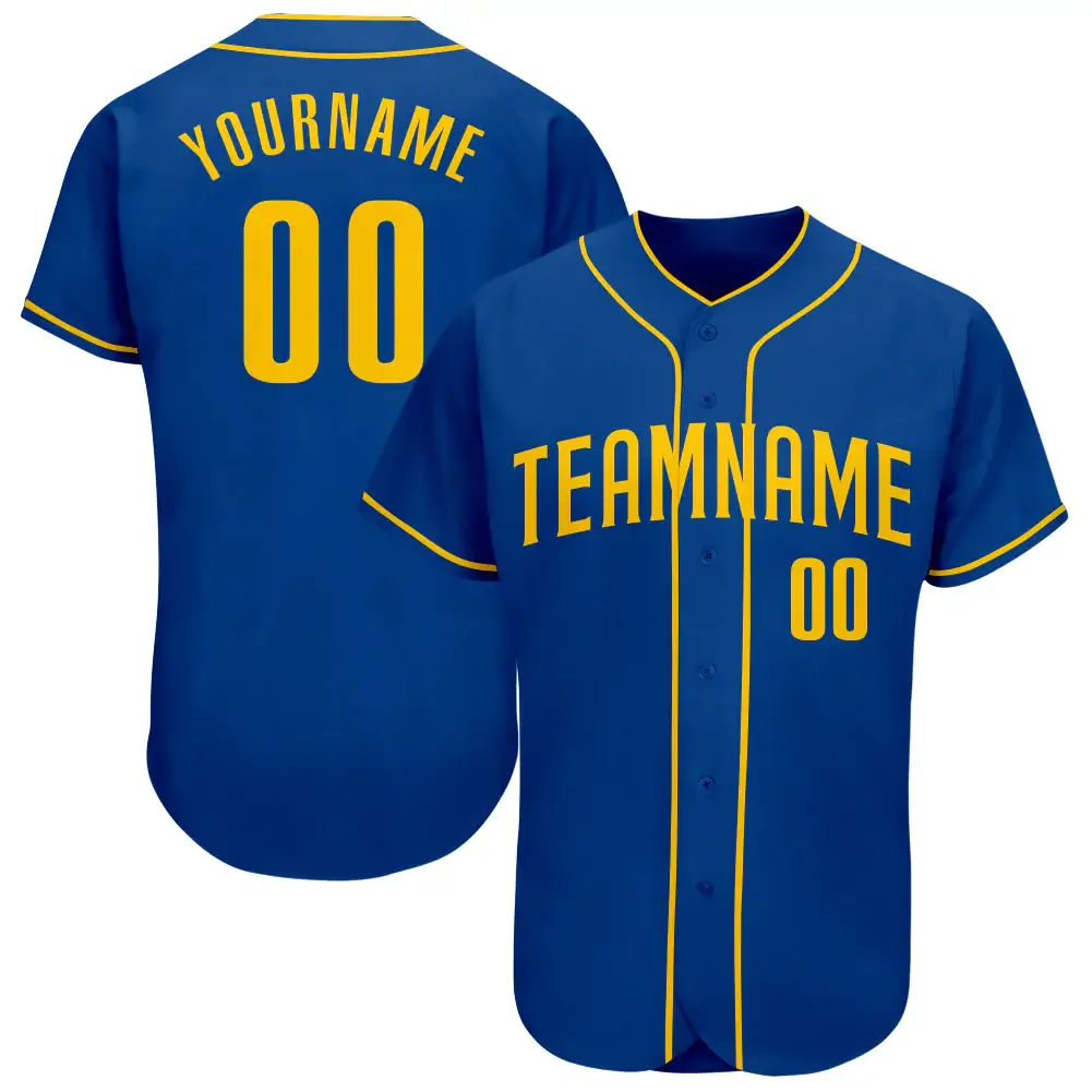 Custom Royal Baseball Jersey with Gold