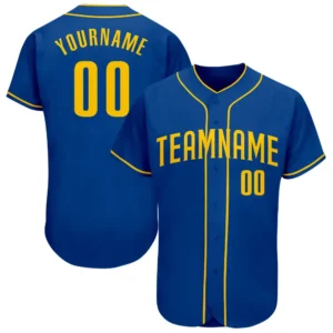 Custom Royal Baseball Jersey with Gold