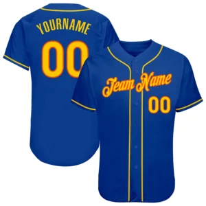Custom Royal Baseball Jersey with Gold-Orange