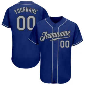 Custom Royal Baseball Jersey with Gray-Black