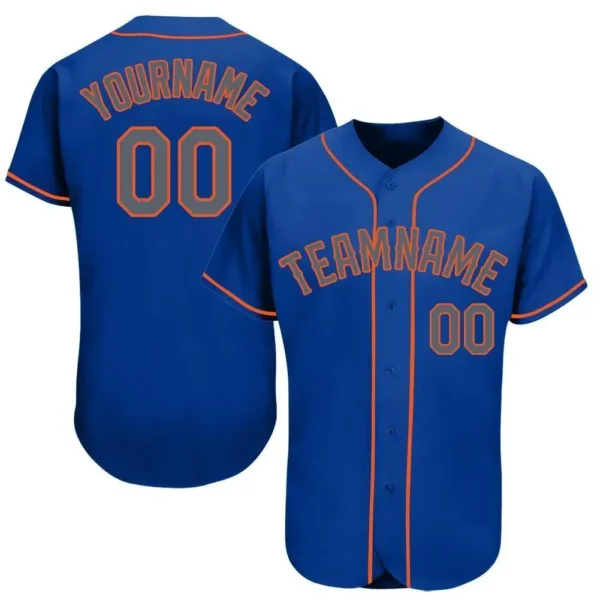 Custom Royal Baseball Jersey with Gray-Orange