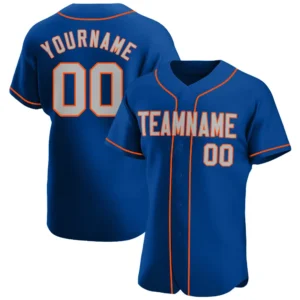 Custom Royal Baseball Jersey with Gray-Orange