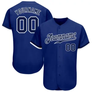 Custom Royal Baseball Jersey with Navy-White