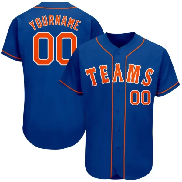 Custom Royal Baseball Jersey with Orange-White