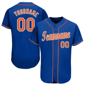 Custom Royal Baseball Jersey with Orange-White