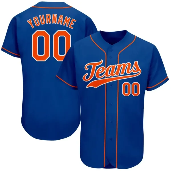 Custom Royal Baseball Jersey with Orange-White