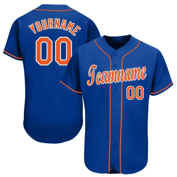Custom Royal Baseball Jersey with Orange-White