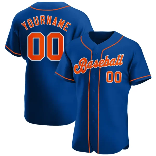 Custom Royal Baseball Jersey with Orange-White