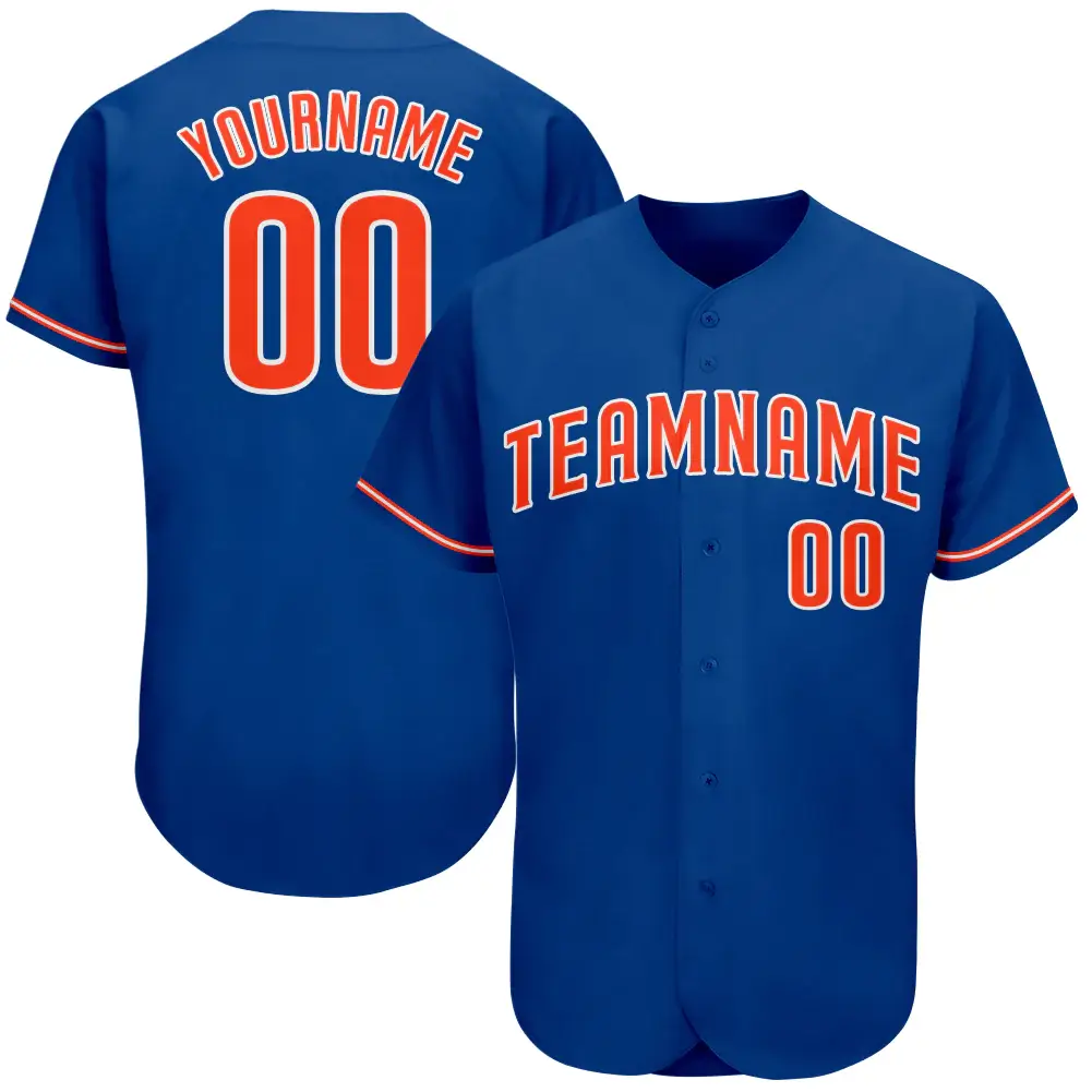 Custom Royal Baseball Jersey with Orange-White