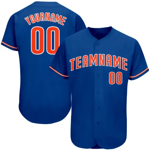 Custom Royal Baseball Jersey with Orange-White