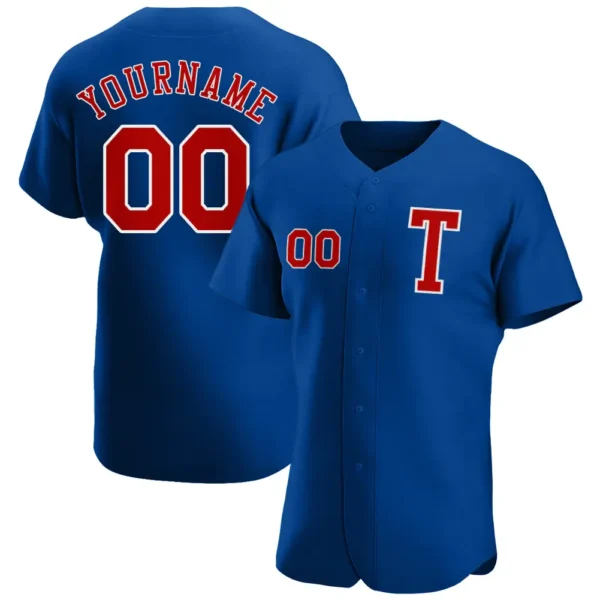 Custom Royal Baseball Jersey with Red-White
