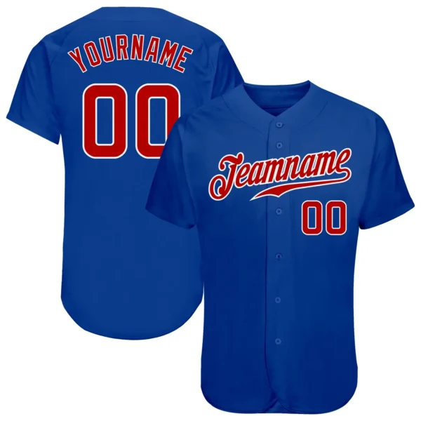 Custom Royal Baseball Jersey with Red-White